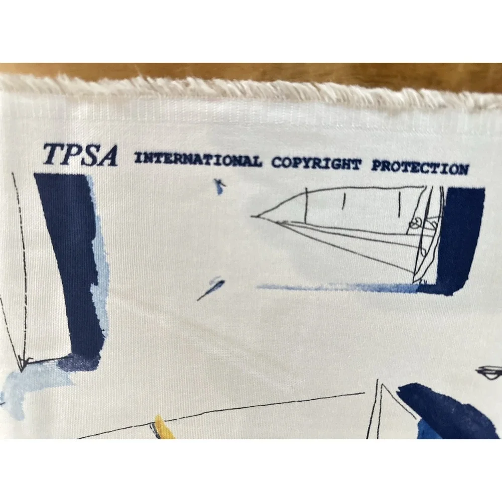 Vintage Covington Nautical Sailboat Fabric 25 Yards Coastal Decor Cotton Canvas
